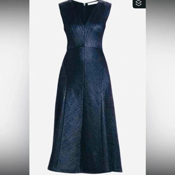 BCBG MAXAZRIA Runway Jacelyn Blue V-Neck Dress , Size 10 - Picture 4 of 4